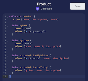 dashboard collection schema