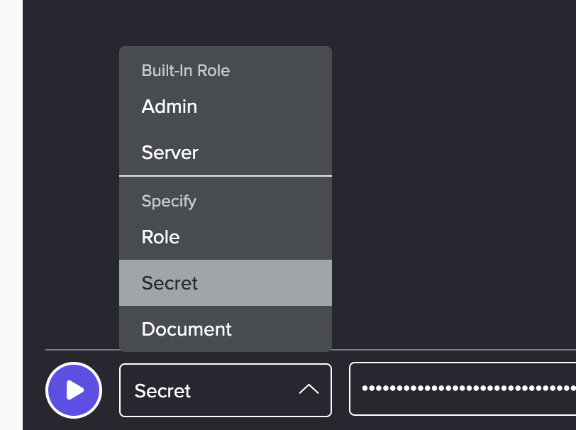 Dashboard Shell use secret