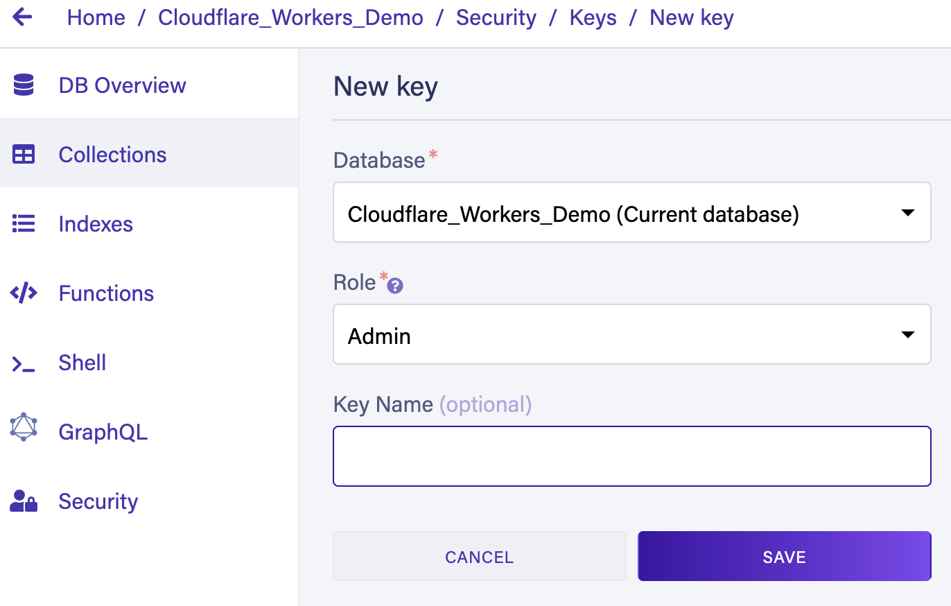 Create a new API key